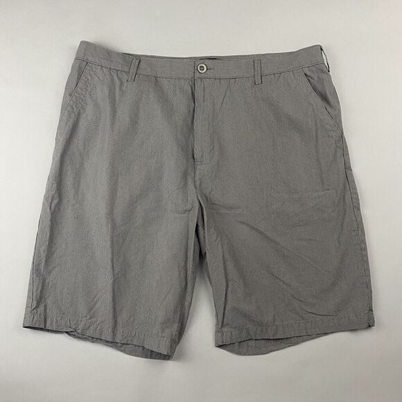 Apt. 9 Gray Striped Chino Shorts Active Waistband Sz 40 Flat Front 11" Inseam - Picture 2 of 7
